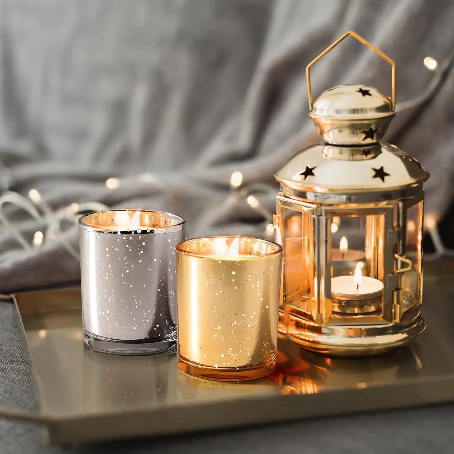 Romantic High-end Shining Star Candle Cup, Gold-plated Shining Pot, Home Decoration