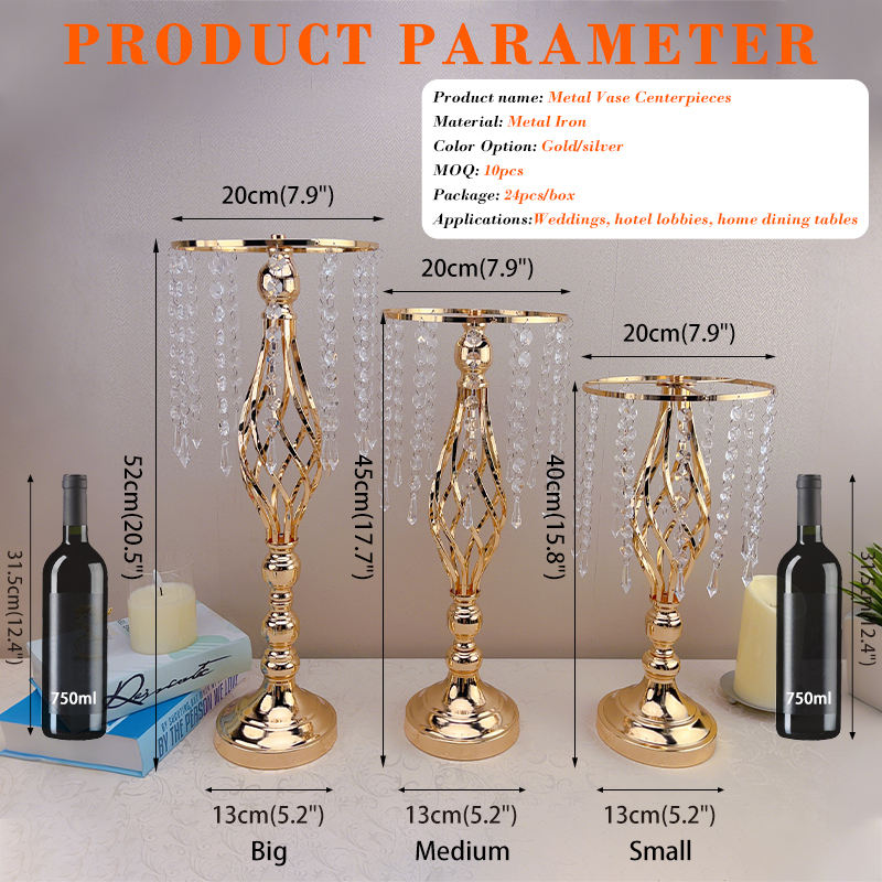 Elegant Metal Gold Table Centerpieces for Banquet Styling Wedding Soporte Para Plantas Flower Stand for Table Decor