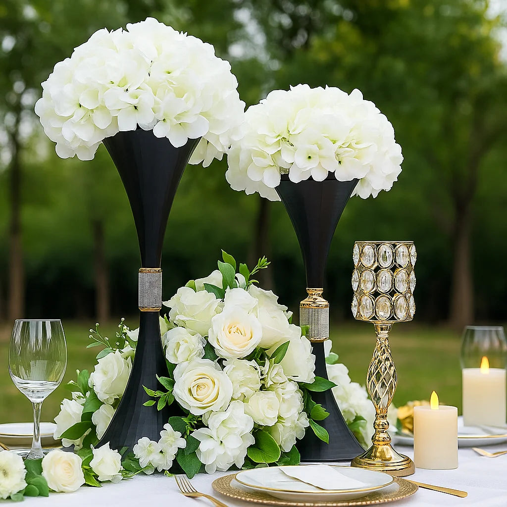 Commercial Grade Table Decor for Celebrations Tall Metal Black Vases a Fleurs Flower Vase Wedding Table Centerpieces