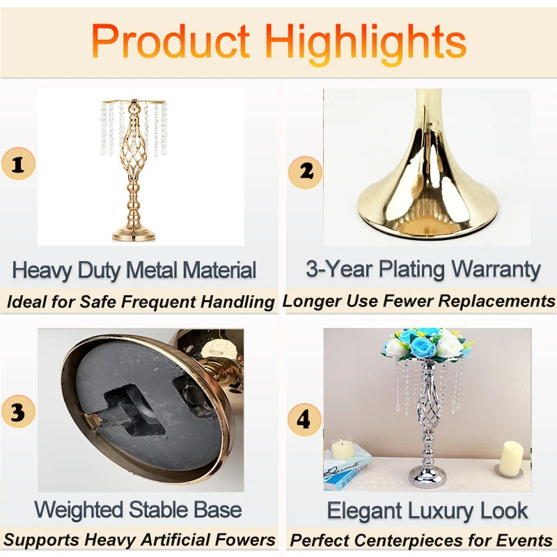 Elegant Metal Gold Table Centerpieces for Banquet Styling Wedding Soporte Para Plantas Flower Stand for Table Decor