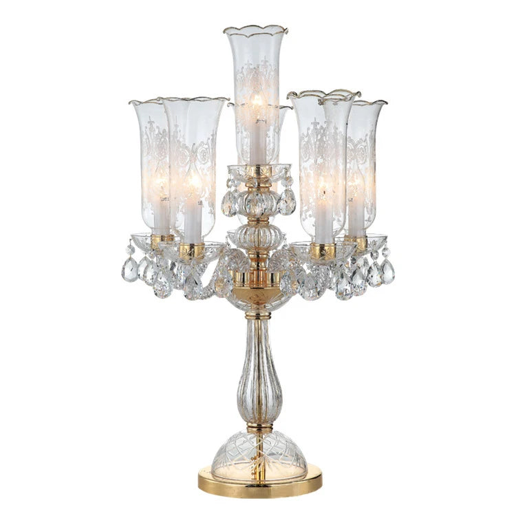 Modern Crystal Table Lamp Luxury K9 Glass Prisms LED Desk Light Adjustable Brightness for Bedroom Study Room Task Lighting