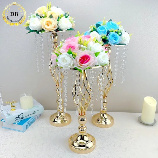 Elegant Metal Gold Table Centerpieces for Banquet Styling Wedding Soporte Para Plantas Flower Stand for Table Decor