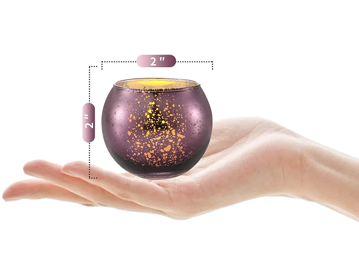 16Pcs Round Mercury Glass Votive Candle Holders for Wedding Centerpieces, Valentines Dinner, Garden Tub and Any Theme Events