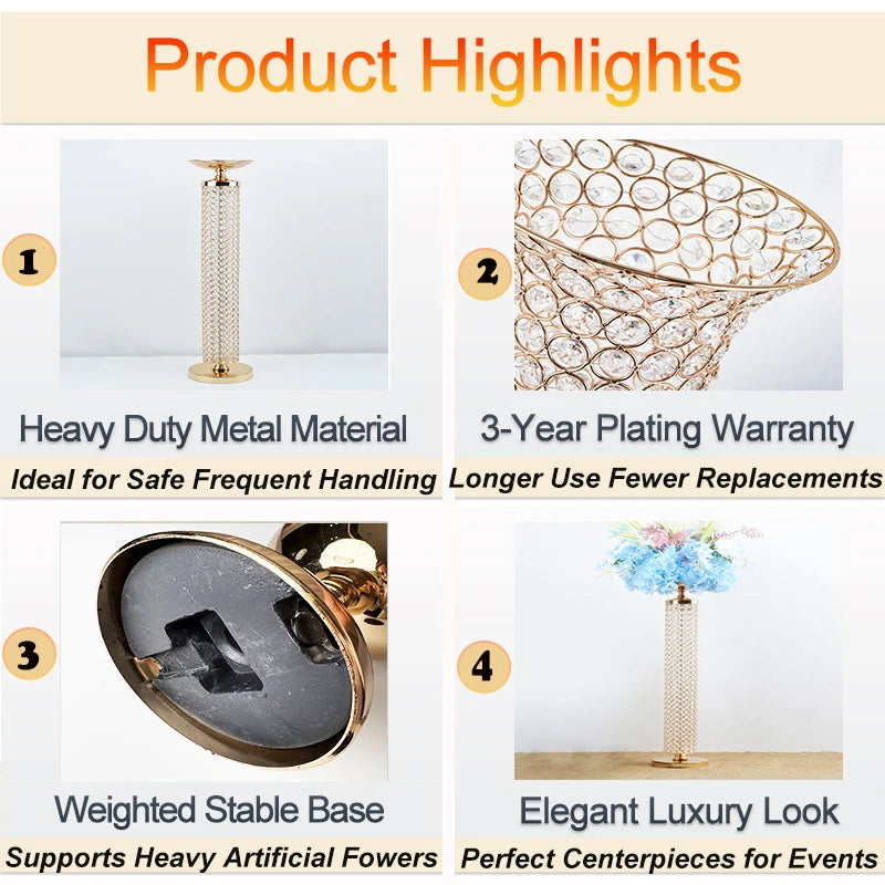 Customized Event Table Centerpieces Luxury Crystal Metal Centros De Mesa Para Boda Wedding Centerpieces for Table Decoration