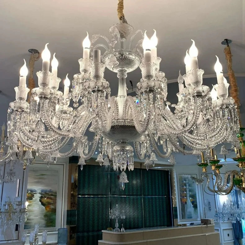 Luxury K9 Crystal Chandelier Large Candle Crystal Lamp Room Decor Pendant Lights for Wedding Elegant Cristal Lustre Chandelier