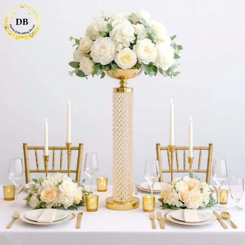 Customized Event Table Centerpieces Luxury Crystal Metal Centros De Mesa Para Boda Wedding Centerpieces for Table Decoration