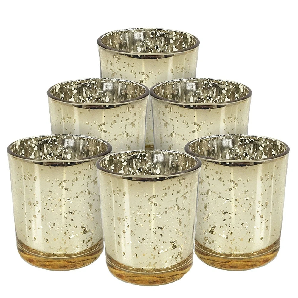 Mercury Glass Votive Tealight Candle Holders Handmade by GOLDENWELL for Weddings Parties and Home Decor