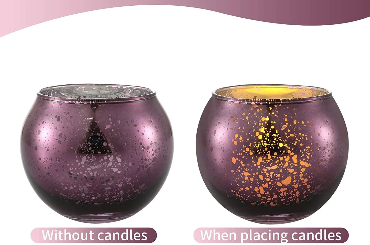 16Pcs Round Mercury Glass Votive Candle Holders for Wedding Centerpieces, Valentines Dinner, Garden Tub and Any Theme Events