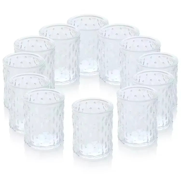 Set of 12 Clear Votive Glass Cup for Party Decorations, Mercury Empty Glass Candle Holder for Table Centerpiece Wedding Decor