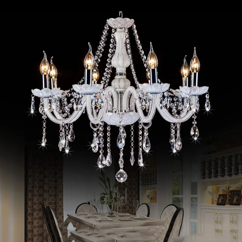 European Modern Simple Crystal Chandelier Candle Pendant Lighting for Living Room Bedroom Dining Room Study Home Decor Wholesale