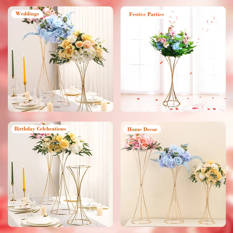 Premium Tall Metal Gold Flower Vase for Floral Arrangement Modern Centre De Table De Mariage Wedding Centerpieces for Event