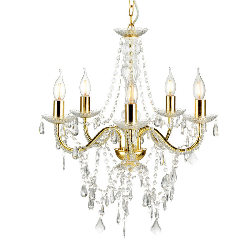Decorative Lamp Golden Brass Acrylic 5 Lights Chandelier Lighting Modern Chandelier