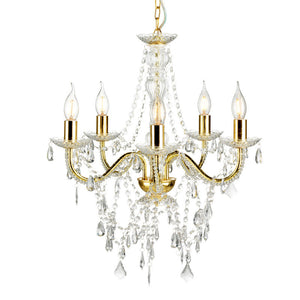 Decorative Lamp Golden Brass Acrylic 5 Lights Chandelier Lighting Modern Chandelier